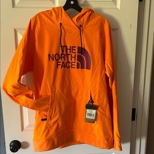 The North Face Tekno Bright Orange Hoodie with Berry Logo